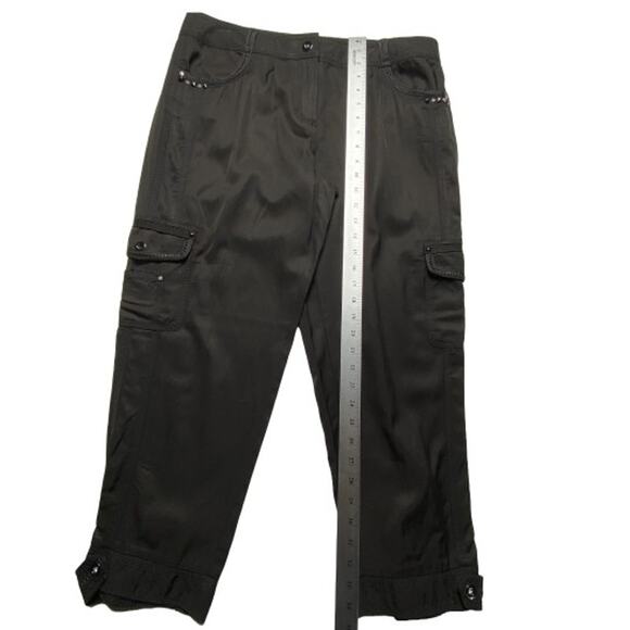 NWT WHBM Black Crop Pants Sz 10 Rhinestone Stud Cargo Style Embellished - Picture 13 of 15